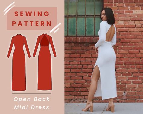 Open Back Midi Dress, Sewing Projects Clothes, Guy Laroche, Couture Mode, Sewing Design, Diy Sewing Clothes, Clothes Sewing Patterns, How To Make Clothes, Dress Sewing Pattern