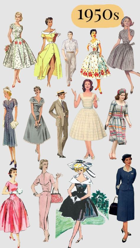 1958 Fashion, 50's Fashion, 1950s Fashion Trends, Decade Outfits, Vintage Clothes Patterns, Fashion 1950, 1950 Fashion, 1950s Outfits, Fashion Gal