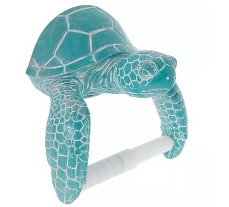 Toilet Paper Holder Beach Theme, Beach Room Decor Ideas, Under The Sea Bathroom Ideas, Beachy Bathroom Decor, Small Coastal Bathroom Ideas, Ocean Theme Bathroom, Turtle Bathroom Decor, Sea Turtle Bathroom, Turtle Things