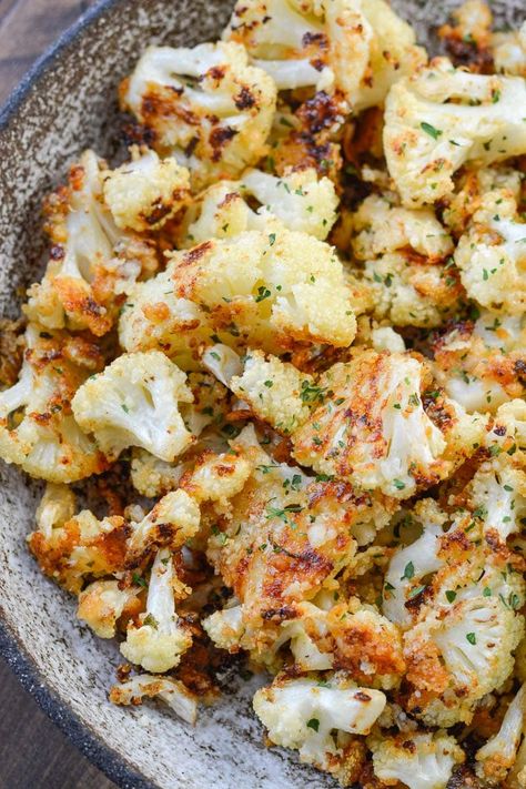 Parmesan Roasted Keto Cauliflower - The Best Keto Recipes Cauliflower Side Dish, The Best Keto Recipes, Parmesan Roasted Cauliflower, Loaded Cauliflower Casserole, Parmesan Cauliflower, Best Keto Recipes, Cauliflower Casserole, Keto Side Dishes, Net Carbs