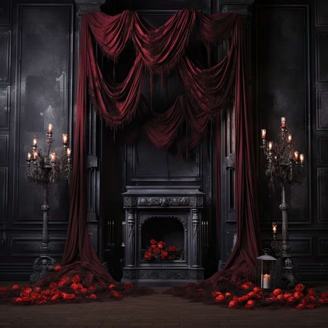 Gothic Stage Design, Goth Rococo, Gothic Ballroom, Gothic Throne, Halloween Ceiling, Vampire Room, Gothic Theatre, Haunted Room, Gothic Theater