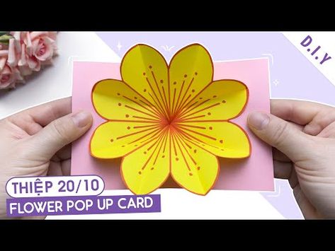 BLUMEN-POP-UP-KARTEN ERSTELLEN / WIE MAN EINE 3D-BLUMEN-POP-UP-GRUßKARTE ERSTELLT - YouTube 3d Flower Cards Diy, Flower Pop Out Card, Pop Up Flowers Diy, How To Make A 3d Flower Card, How To Make A Pop Up Flower Card, Flower Pop Up, Pop Up Flower Cards Tutorials, Flower Pop Up Card Diy, Popup Cards How To Make