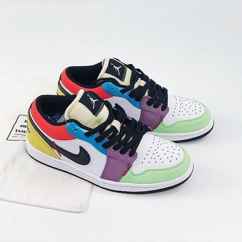 Jordan 1 Low Women Outfit, Jordan 1 Multicolor, Jordan 1 Low Multicolor, Nike Jordan Outfit, Air Jordan 1 Low Women, Customize Shoes, Air Jordan 1 Women, Jordan Outfit, Nike Air Jordan 1 Low