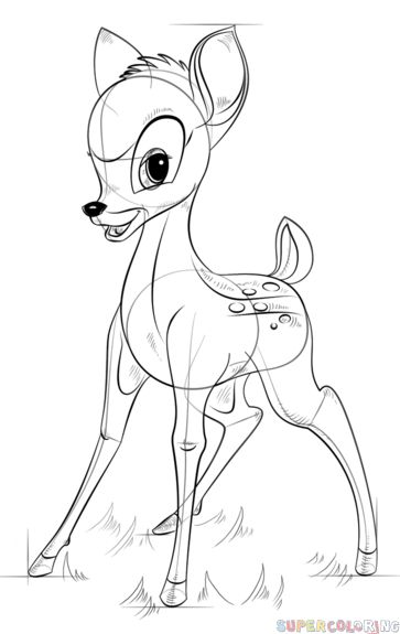 Bambi Drawing, Bugs Drawing, Deer Drawing, Character Design Tutorial, Drawing Tutorials For Kids, Drawing Cartoon Characters, Fairy Pictures, Step Drawing, Drawing Tutorials