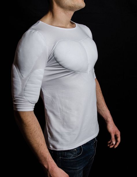 White Undershirt Long Sleeve Outfits, White Undershirt Long Sleeve, Long Sleeve Outfits Men, Undershirt Long Sleeve, Fake Muscles, Long Sleeve Outfits, Muscle Shirt, Muscle T Shirts, Muscle Shirts