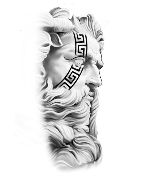 Atrapasueños Tattoo, Poseidon Tattoo, Tattoos Hand, Zeus Tattoo, Stencil Outline, Statue Tattoo, Greek Mythology Tattoos, Forarm Tattoos, Chicano Art Tattoos