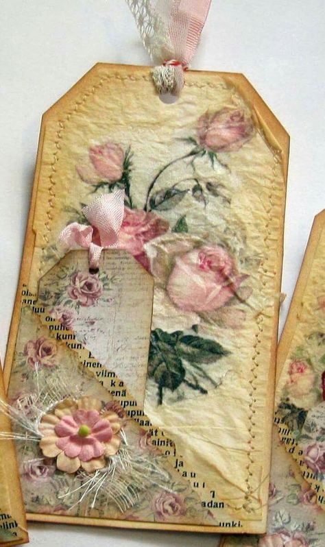 Shabby Chic Tags, Shabby Chic Cards, Mixed Media Tags, Scrapbook Tag, Fabric Journals, Vintage Junk Journal, Handmade Tags, Vintage Journal, Ideas Garden