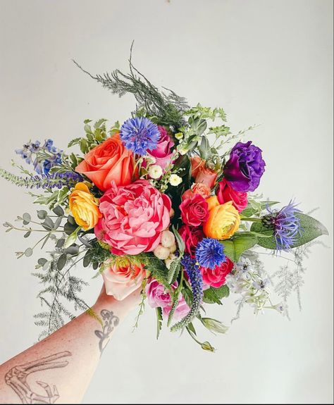 Multicolored Wedding Bouquets, Summer Flower Bridal Bouquet, Fiesta Wedding Bouquet, Vibrant Bouquet Of Flowers, Vibrant Spring Wedding Flowers, Wedding Bouquet Bright Colors, Bright Boho Wedding Flowers, Bright Spring Wedding Bouquet, Bright Spring Bridal Bouquet