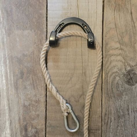 Small Tack Room Organization, Small Tack Room, Horse Reins, Tack Room Organization, Dog Leash Hook, Horse Reining, Black Smithing, Horse Ideas, Lead Rope