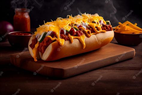 Una delicia Sonic Chili Dog, Chili Dog Recipe, Photo Grill, Chili Dog Chili Recipe, Chili Dog, Chili Toppings, Beef Hot Dogs, Chili Dogs, Grilled Beef