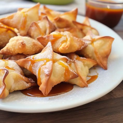 Quick and Delicious Air Fryer Caramel Apple Wontons Apple Wontons, Bbq Chicken Legs, Air Fryer Chicken Thighs, Crispy Wonton, Fried Wontons, Breaded Shrimp, Canned Fruit, Cauliflower Curry, Wonton Wrappers