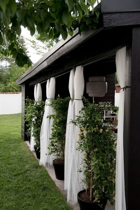 Carport Makeover, Carport Patio, Backyard Small, Backyard Shed, Outdoor Curtains, Backyard Living, Pergola Shade, Patio Seating, Outdoor Kitchen Design