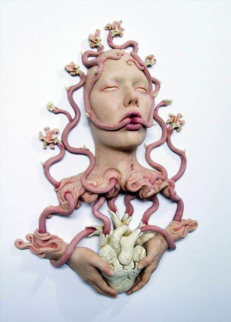 Art Nouveau Body Horror Sculptures by ISABEL PEPPARD Vanitas Paintings, Kunstjournal Inspiration, Body Sculpture, Body Horror, Sculpture Art Clay, Clay Art Projects, Creepy Art, Ethereal Art, Surreal Art