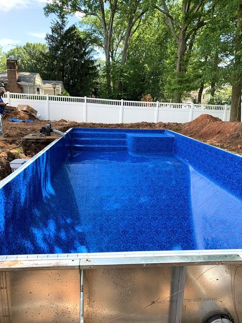 Vinyl Liner Inground Pool, Pool Steps Inground, Stairs Vinyl, Pools Backyard Inground, Vinyl Pool, Pool Steps, Steel Stairs, Pool Liners, Pools Backyard