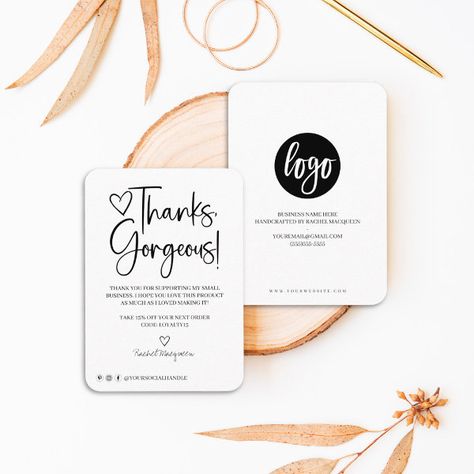 Minimal Thanks Gorgeous Script Customer Thank You  Business Card Qr Code Business Card, Script Typography, Business Information, Thanks Card, Thank You Messages, Cute Heart, Serif Font, Business Supplies, Business Names