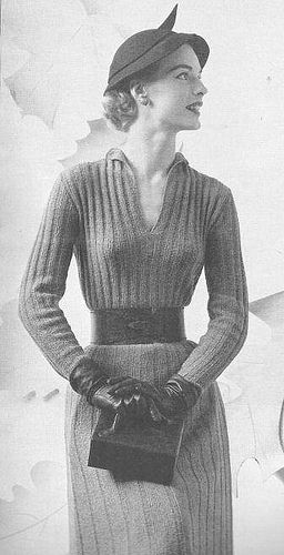 50's fashion  #TuscanyAgriturismoGiratola 50s Fall Fashion, 50s Sweater Outfit, 1950 Sweater, 50s Sweater, 50s Knitwear, 1950s Knitwear, 1950 Knitting Patterns, Tuscany Agriturismo, Dress Knitting Pattern