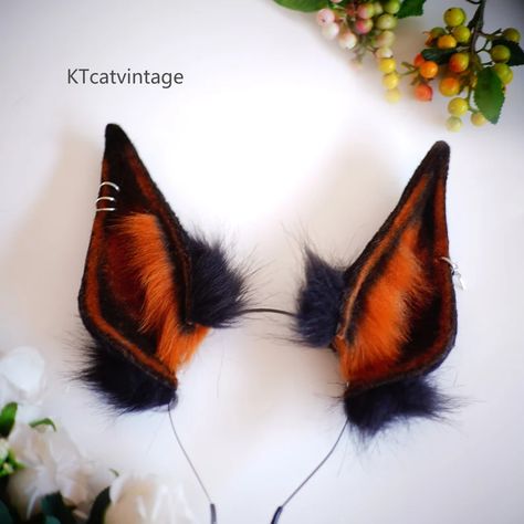 Ktcatvintage Huge Doberman's Ears Hair Bands Animal - Etsy.de Animal Ear Pattern, Animal Ears Cosplay, Alastor Ears, Doberman Ears, Satyr Costume, Animal Ears Headband, Wolf Cosplay, Therian Gear, Therian Masks