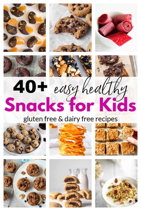 These easy healthy snacks for kids make snack time easier. These easy to make healthy snacks are great healthy snacks for kids on the go and make great healthy snacks for school. All of these healthy homemade snacks are gluten free, and almost all are dairy free. School snacks for kids can be both healthy and taste great. Feel good about what your kid eats with these easy healthy homemade snacks for kids. #easyhealthysnacks #healthysnacksforkids #healthyschoolsnacks #snackrecipesforkids Homemade Non Perishable Snacks, Healthy Homemade Snacks For Kids, Homemade Kids Snacks, Homemade School Snacks, Dairy Free Snacks For Kids, Homemade Snacks For Kids, Easy Healthy Snacks For Kids, Kids Snacks Healthy, Make Healthy Snacks