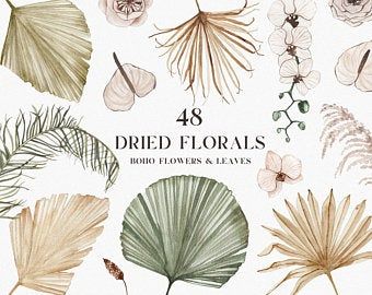 Pampas Illustration, Diy Wedding Invitation Cards, Wed Invitation, Boho Tropical, Watercolor Boho, Florals Wedding, Leaf Clipart, Grass Wedding, Flowers Clipart