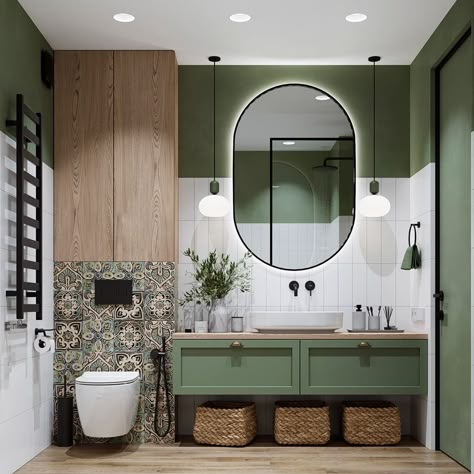 Lights Bathroom, Bathroom Design Trends, Washroom Design, Colors Schemes, Bathroom Design Decor, Bathroom Inspiration Decor, Green Bathroom, Traditional Bathroom, Modern Bathroom Design