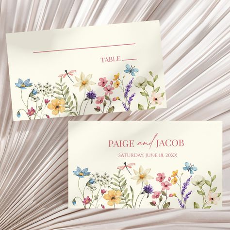 Wedding Name Cards, Wedding Place Card, Name Place Cards, Wedding Flats, Wedding Name, Flower Names, Wildflower Wedding, Wedding Place, Wedding Places