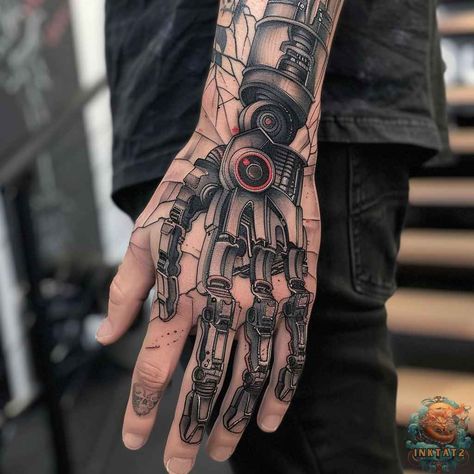 The Art of Ink and Iron: Exploring the Evolution of Robot Hand Tattoos: 69 Designs - inktat2.com Mechanical Hand Tattoo, Tattoos In The Workplace, Robot Hand, Mechanical Hand, Human Hand, Mechanical Design, Creative Outlet, Meaningful Tattoos, Hand Tattoos