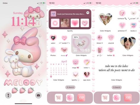 Pink And White Layout, Ios 16 Home Screen Ideas Pink, Pink Ios 16, Ios 16 Layout, White Layout, Lockscreen Themes, Ipad Lockscreen, App Design Layout, Lockscreen Ios