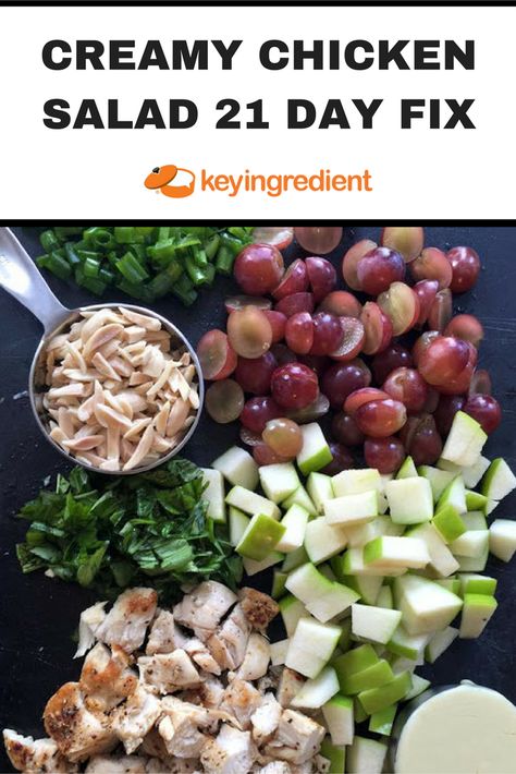 GRILLED PEACH SALAD; Creamy Chicken Salad 21 Day Fix. Find out more at:https://www.keyingredient.com/recipes/2541085032/creamy-chicken-salad-21-day-fix/ 21 Day Fix Chicken Salad, 21 Day Fix Chicken, 21 Day Fix Diet, Beachbody Recipes, Breakfast Low Carb, 21 Day Fix Meals, Chicken Salad Recipe, Homemade Dressing, Diet Vegetarian