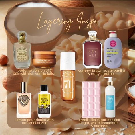 Sweet Scent Combos, Scent Pairings, Perfumes Aesthetic, Layering Combos, Organize Makeup, Body Fragrance, Fragrances Perfume Woman, Perfume Collection Fragrance, Shower Skin Care