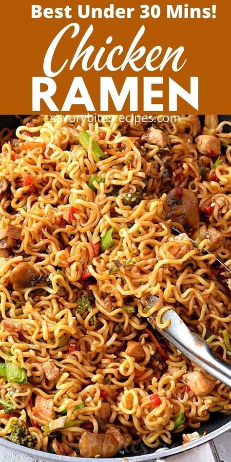 Ramen Noodle Chicken Bake, Ramen Stirfry Chicken, Easy Ramen Stir Fry Recipes, Noodle Main Dishes, Chicken Lo Mein With Ramen Noodles, Meals With Roman Noodles, Chicken Teriyaki Ramen Noodles, Gf Ramen Noodle Recipes, Fried Top Ramen Noodles