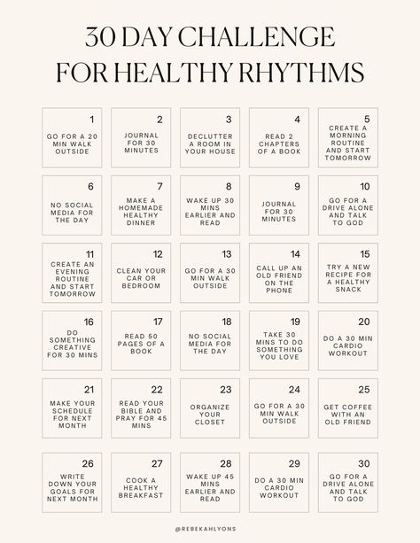 30 Day Challenge — Rebekah Lyons in 2024 | 30 day challenge, Challenges, Practicing self love . #30_Day_Challenge_After_Breakup #30_Day_Destress_Challenge #30_Day_Growth_Challenge #30_Day_Morning_Routine_Challenge 30 Day Destress Challenge, December Goals 30 Day, February Daily Challenge, 35 Hard Challenge, 30 Day Challenge January, 30 Day Better Me Challenge, 29 Day Challenge, 30 Challenge Ideas, Get In Shape In 30 Days