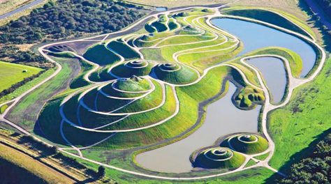 A coal mine in Scotland was turned into a vast universe made out of plants and stones! Charles Jencks, Garden Of Cosmic Speculation, Coal Mining, Green Landscape, Landscape Artist, Human Art, Land Art, Landscape Architect, Postmodernism