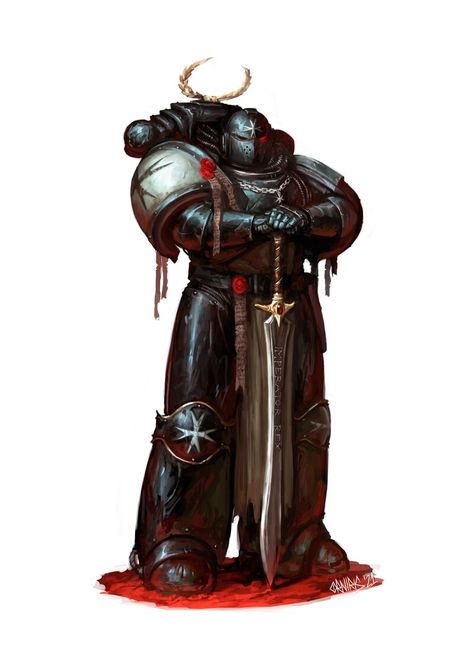 ArtStation - Luckis, Black Templars - Warhammer 40,000 Fan Art, ORNIRIS TERENSI Emperors Champion 40k, Warhammer Black Templar, Black Templars 40k Art, Warhammer 40k Space Marine, Space Marine Art, Grey Knights, Warhammer 40k Art, Warhammer Art, Power Armor