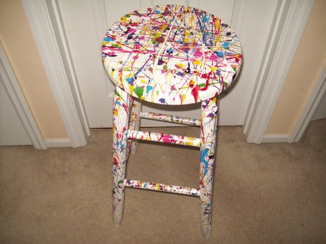 Splatter Paint Stool by Peace1114.deviantart.com on @DeviantArt Splatter Painted Furniture, Paint A Chair, Splatter Painting, Painted Stools, Top Paintings, Painted Chair, Splatter Paint, Diy Art Projects, Reduce Reuse Recycle