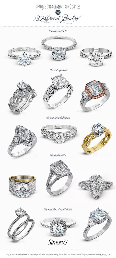 simon g jewelry gorgeous engagement rings wedding ring styles diamond halo rose gold vintage unique designs 2017 Proposal Ring Design, Proposal Diamond Ring, Simon G Engagement Rings, Gorgeous Engagement Rings Unique, Bohemian Rings Engagement, Solitaire Ring Designs Unique, Proposal Rings Engagement, Wedding Ring Cuts, Wedding Rings Unique Vintage