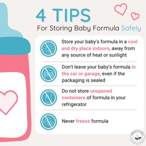 🌟 Master Your Formula Storage with These Tips:
1️⃣ Prep Ahead: Store it in the fridge and use it within 24 hours. 
2️⃣ Nighttime Ready: Simplify late-night feeds with pre-measured formula, pre-filled water bottles, and a handy nightlight. 
3️⃣ No Leftovers: Leftover formula should be discarded after 1 hour to prevent harmful bacteria growth. 
4️⃣ Storage Hacks: Store formula in a cool, dry place. 

#FormulaFeeding #ParentingTips #BabyHealth #NewParents #BabyFormula #FormulaStorage Formula Storage, Goat Milk Formula, Organic Baby Formula, Formula Feeding, Baby Cereal, Milk Cow, Baby Formula, Storage Hacks, Baby Health