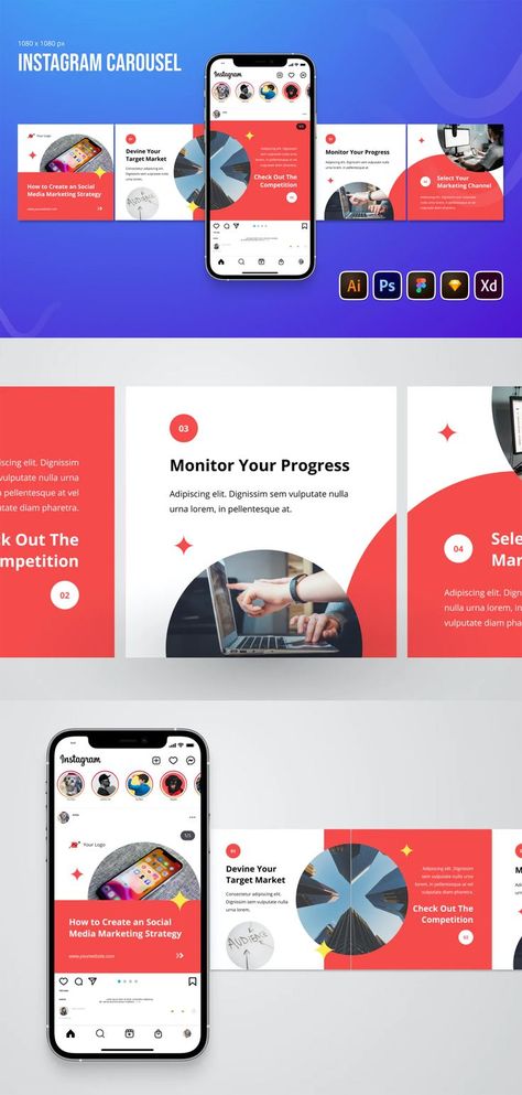 Strategy Instagram Carousel Post Templates AI, EPS, PSD, XD, FIG, SKETCH Carousel Posts Instagram, Corporate Carousel Post Design, Linkedin Carousel Ads, Ig Post Template Design, Linkedin Carousel Design Ideas, Linkedin Carousel Post Design, Insta Carousel Ideas, Instagram Carasoul Design, Social Media Carousel Post Design