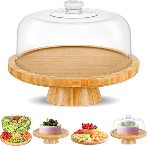 Veggie Stand, Cake Stand With Cover, Cake Stand With Lid, Rotating Cake Stand, Acrylic Cake Stands, Cake Stand Decor, Pastry Display, Dip Tray, Wooden Cake Stands