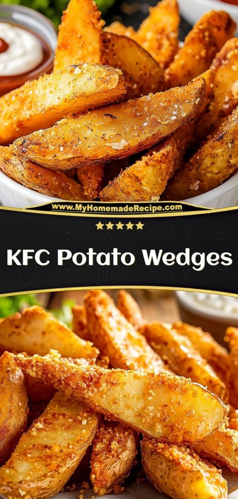 These KFC Potato Wedges are crispy on the outside, fluffy on the inside, and perfectly seasoned with a blend of spices. Ingredients: 3 large russet potatoes, sliced into wedges 1 cup flour 1 tsp paprika 1/2 tsp garlic powder A homemade version of a fast-food favorite with all the flavor you love Homemade Potato Wedges In Oven, Best Potato Wedges, Oven Wedges, Kfc Potato Wedges, Homemade Potato Wedges, Russet Potato Recipes, Crispy Potato Wedges, Potato Wedges Recipe, Wedges Recipe