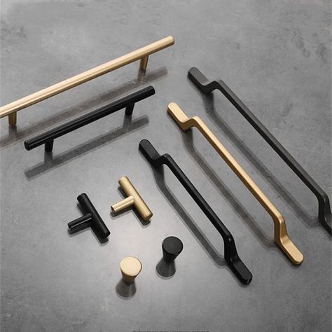 Kk&fing European Simple Black Kitchen Cabinet Door Handles Matte Gold Aluminum Alloy Drawer Pulls Furniture Handle Hardware - Cabinet Pulls - AliExpress Black Kitchen Furniture, Black Kitchen Handles, Wardrobe Door Knobs, Black Cabinet Handles, Kitchen Cabinet Door Handles, Furniture Handle, Kitchen Knobs, Black Kitchen Cabinets, Wardrobe Handles