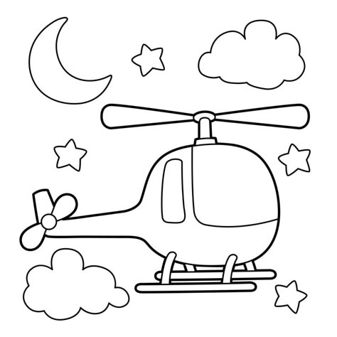 Helicopter Drawing Easy, Helicopter Drawing, Ornament Coloring, Airplane Coloring Pages, Kids Colouring, Rainbow Mobile, Free Kids Coloring Pages, Preschool Coloring Pages, Hand Crafts For Kids