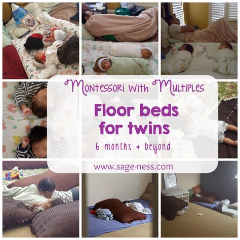 Montessori Room For Twins, Floor Beds For Twins, Montessori Bedroom Twins, Floor Bed For Twins, Twin Montessori Bedroom, Beds For Twins, Pregnant With Toddler, Twin Baby Beds, Baby Floor Bed