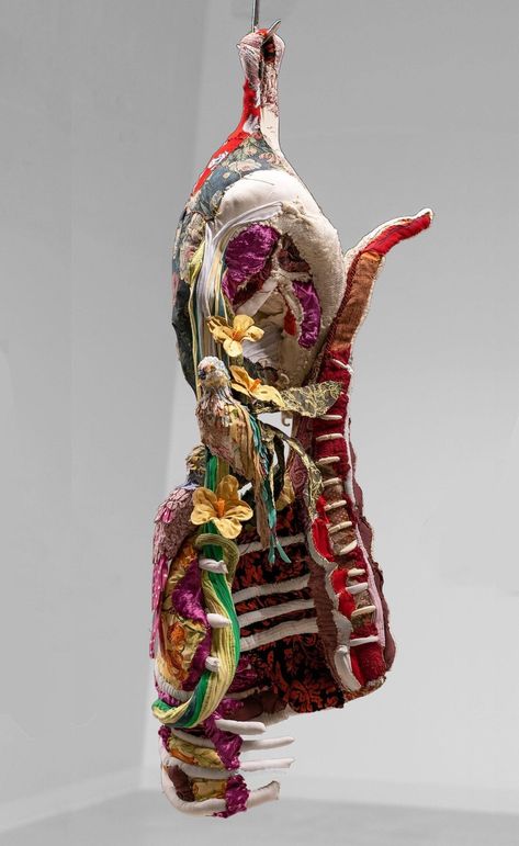 Transforming Fabric into Flesh, Tamara Kostianovsky Fuses Cruelty and Beauty — Colossal Fabric Sculpture Art, Textile Art Wall Hanging, Intestines Art, Tamara Kostianovsky, Art Fibres Textiles, Embroidery Map, Fabric Sculpture, Installation Street Art, Fiber Art Wall Hanging