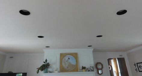 Black Can Lights Ceiling, Black Can Lights, Diy Recessed Lighting, Ceiling Can Lights, Black Recessed Lighting, Canned Lights, Painting Patio Furniture, Recess Lights, Recessed Light Covers