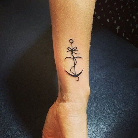 The anchor tattoo is a traditional design that means protection and homecoming. This makes it an excellent tattoo for anyone who has recently returned from a long vacation or who lives in a different nation. Anchor Tattoo Ideas, Anchor Tattoo Wrist, Small Anchor Tattoos, Wrist Tattoos Girls, Side Wrist Tattoos, Anchor Tattoo Design, Anchor Tattoos, Anchor Tattoo