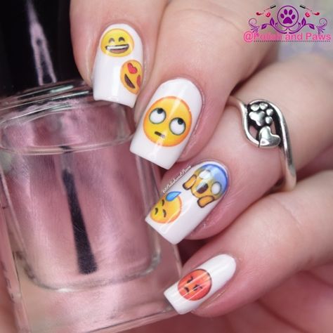 Nail Art ~ Nicole Diary Water Decals | Polish and Paws Emoji Makeup, Starbucks Nails, Kid Nails, Adidas Nails, Emoji Nails, Pineapple Nails, Pretty Nail Art, Cute Nail Art, Beautiful Nail Art