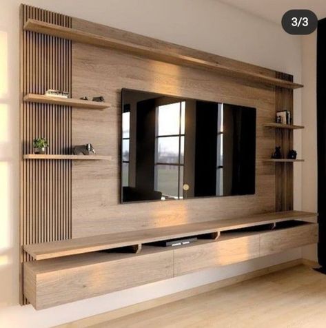 Luxury Tv Wall, Tv Wall Panel, Wall Unit Designs, Modern Tv Wall Units, Tv Cabinet Design, Tv Unit Interior Design, Desain Pantry, Living Room Tv Cabinet, Modern Tv Units