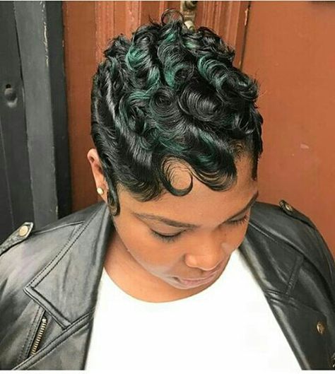 Beautiful waves Finger Waves Short Hair, Finger Wave Hair, Black Hair Short Cuts, Finger Wave, Short Hair Black, Finger Waves, Short Sassy Hair, Pin Curls, Sassy Hair