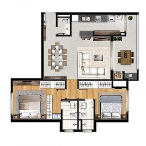 Apartment Blueprints, Open Plan Apartment, Apartment Floor Plan, Small House Floor Plans, Apartment Floor Plans, Casas The Sims 4, House Layout Plans, Tagaytay, Home Stairs Design