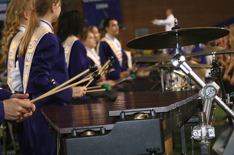 Photo #7: The front ensemble (pit) playing "Phantom of the Opera" during the half-time show. You can see them watching the drum major up front to get the timing right. Front Ensemble Pit, Front Ensemble, Pleasing Photos, Music Major, Marching Band Memes, Band Aesthetic, Drum Major, Band Camp, Band Kid